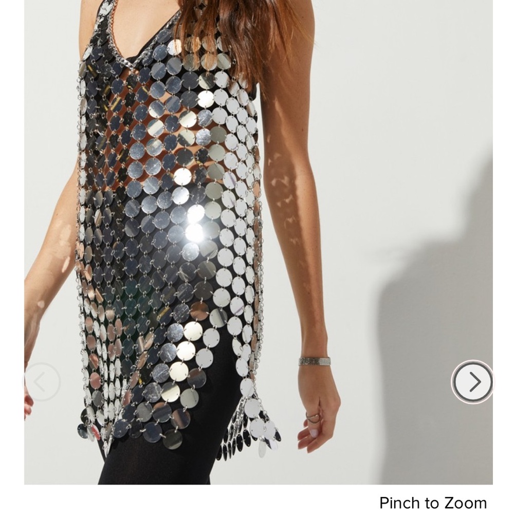 Silver Sequin Halter Dress